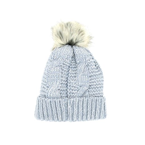 Bonnet Gris Argenté Avec Pompon