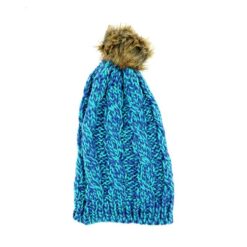 Bonnet Pompon Fourrure Turquoise