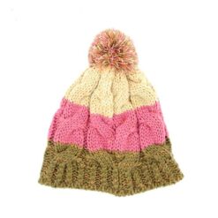 Bonnet Tricolore Brun/Rose/Beige