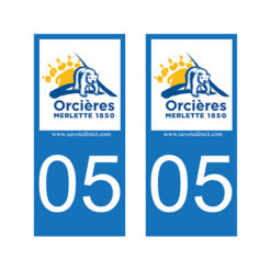 Deux Autocollants pour Voiture Logo Orcières Merlette 1850