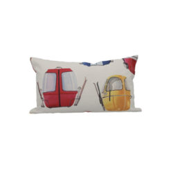 Coussin télécabines bleu rouge jaune 30x50cm