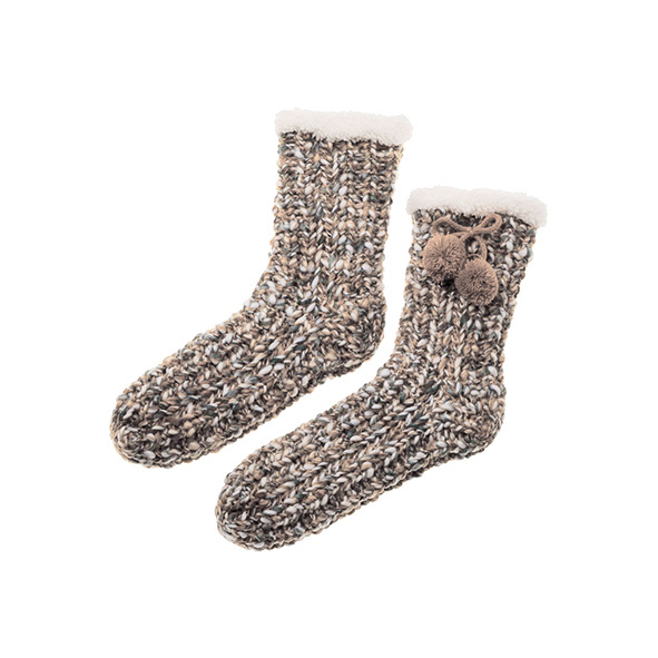 Chaussons chaussettes tricot chinés lin