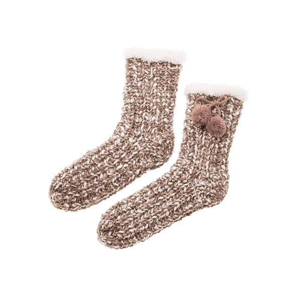 Chaussons chaussettes tricot chinés lattè