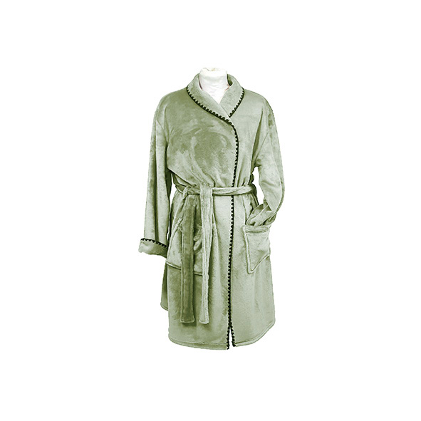 Peignoir Douceur surpiqûre lin, kaki