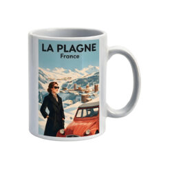 Mug dessin femme vintage La Plagne